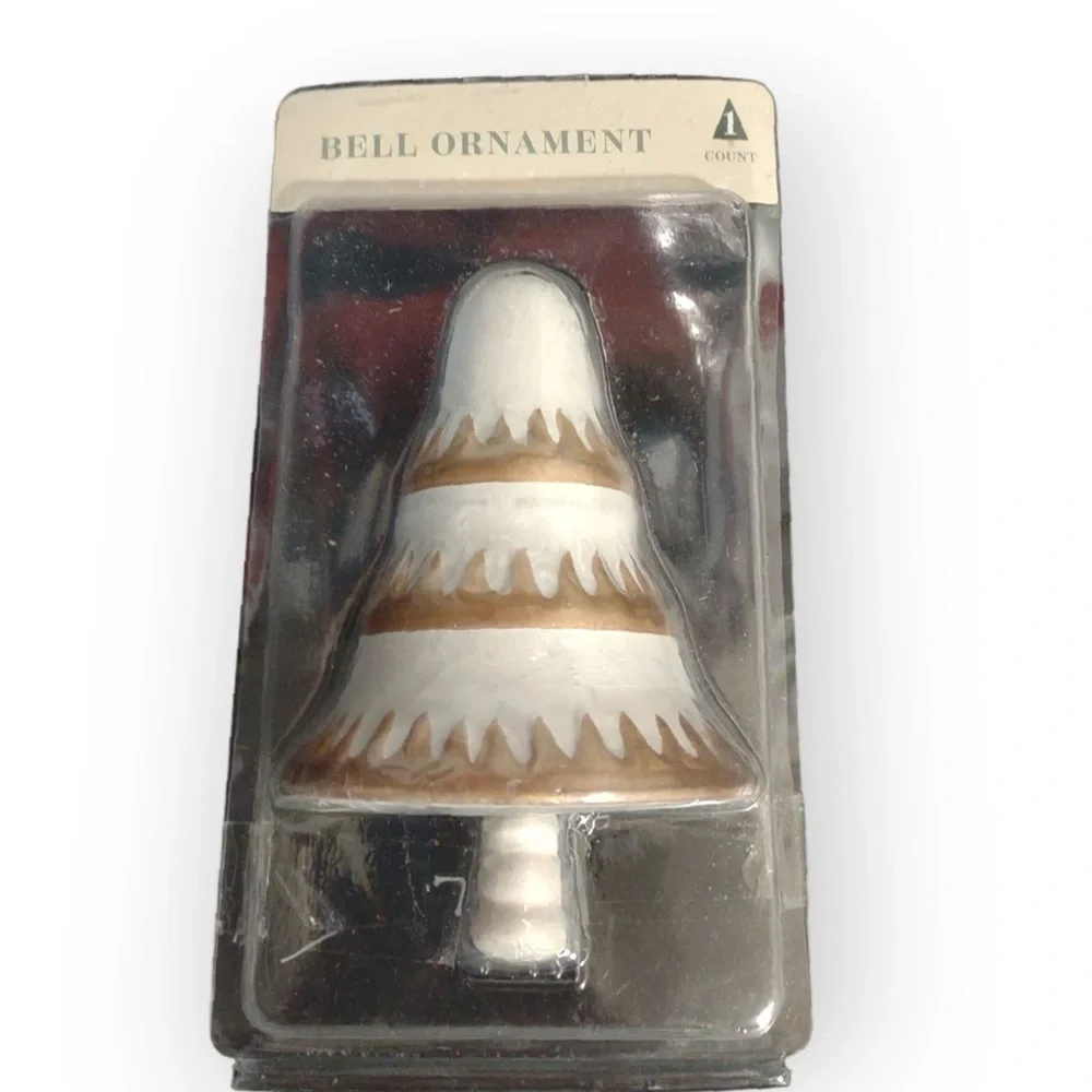 Target Horizon Christmas 2023 White & Gold Christmas Tree Bell Ornament 5